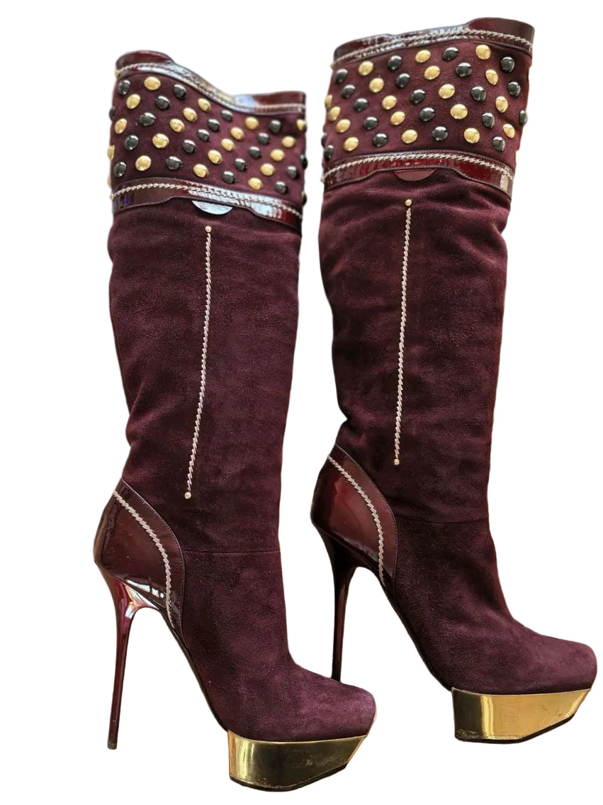 Gianmarco Lorenzi Studded Mirror Boots - 38