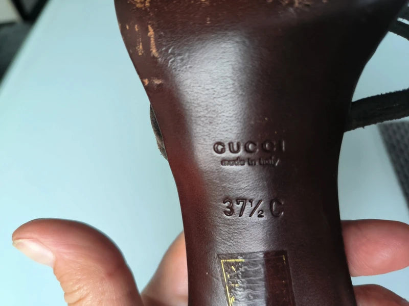 Gucci Wooden Thong Kitten Heels - 37.5
