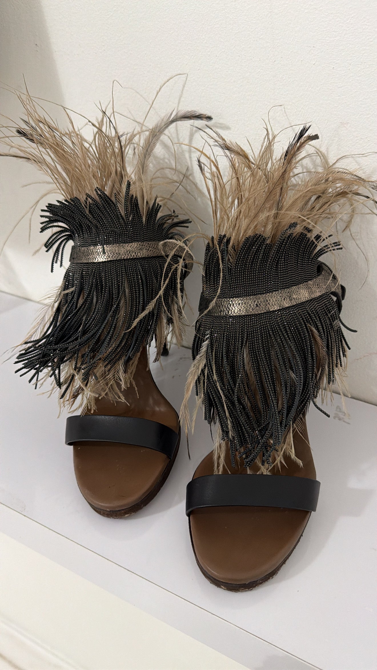 Brunello Cuccinelli Ostrich Feather Heels - 39