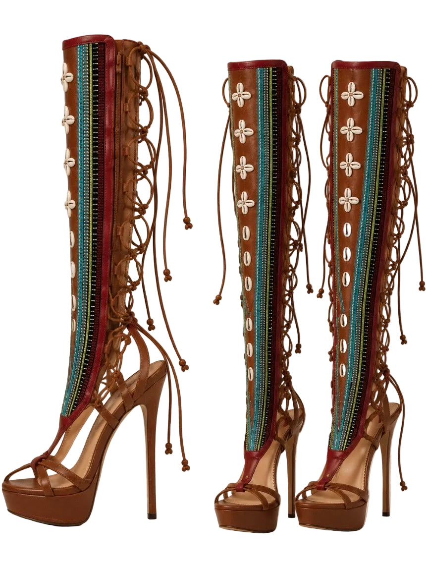 Dsquared2 Shell Knee High Heels Brand New - 39