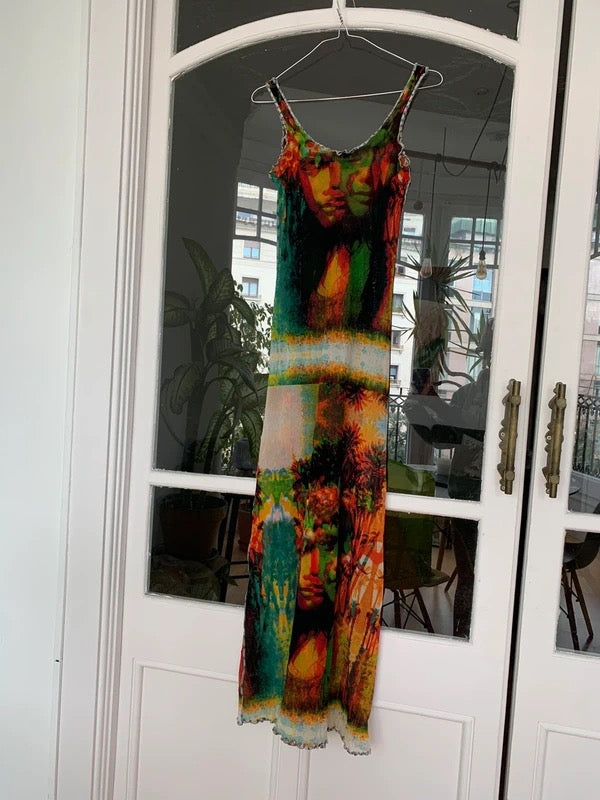 Jean Paul Gaultier S/S 2000 psychedelic print dress - S