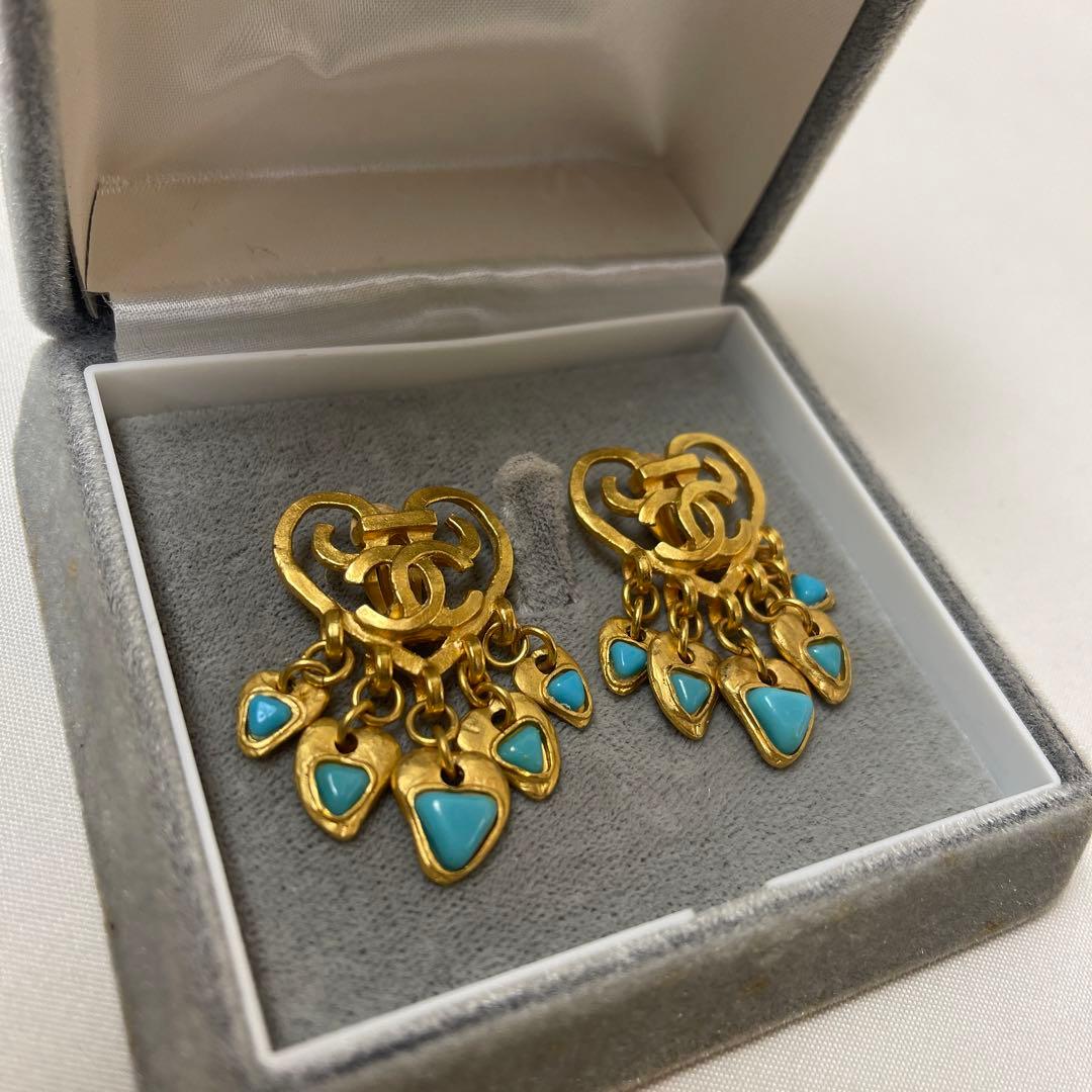 Chanel Vintage 1995 Turquoise Fringe Earrings