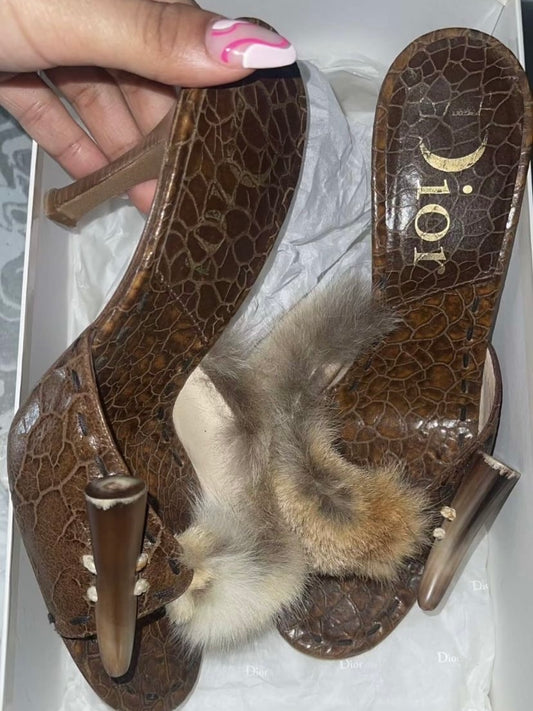 Dior Galliano Fur Mules - 34.5/35