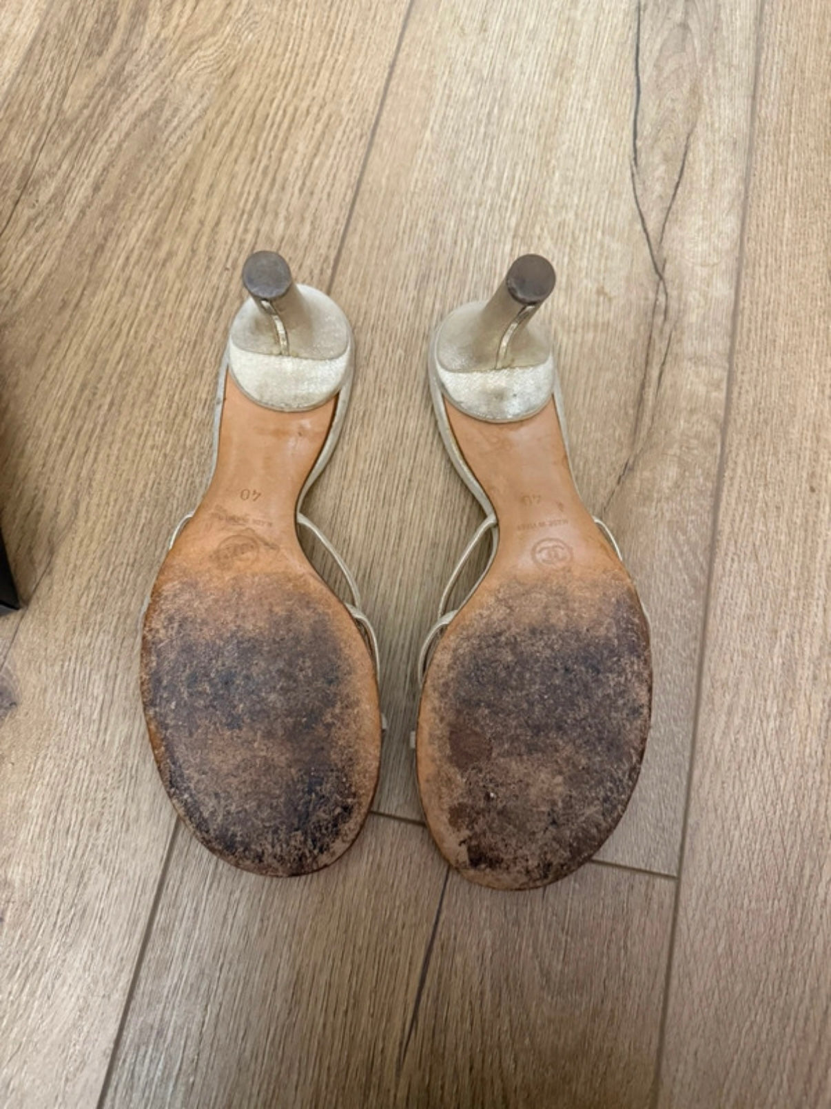 Chanel Camelia Pearl Heels - 40