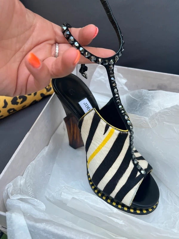 Jimmy Choo Zebra Pony Hair Wedge Heels - 36,38 + 39