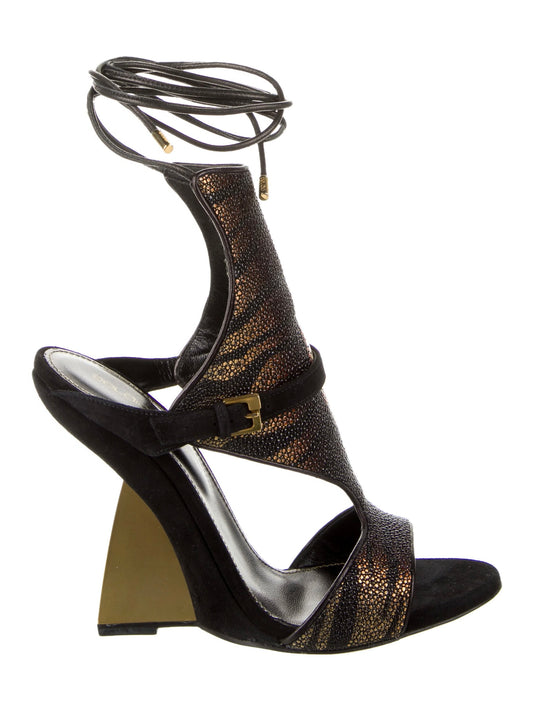 Sergio Rossi Runway Stingray Wedge Heels Brand New - 37/37.5