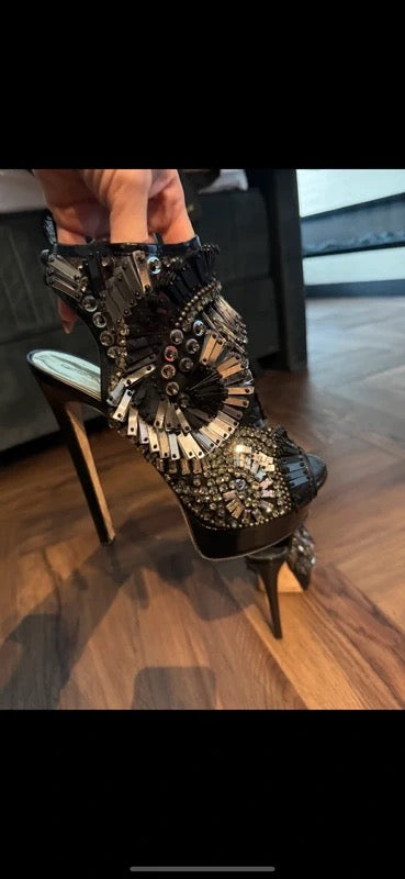 Dsquared2 Crystal Open Toed Wedge Runway Heels - 37