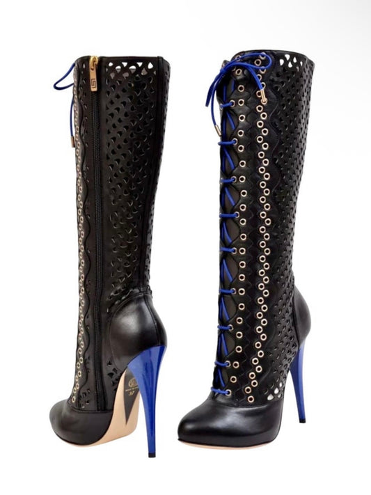 Versace Resort 2012 Lace Up Boots - 37.5/38