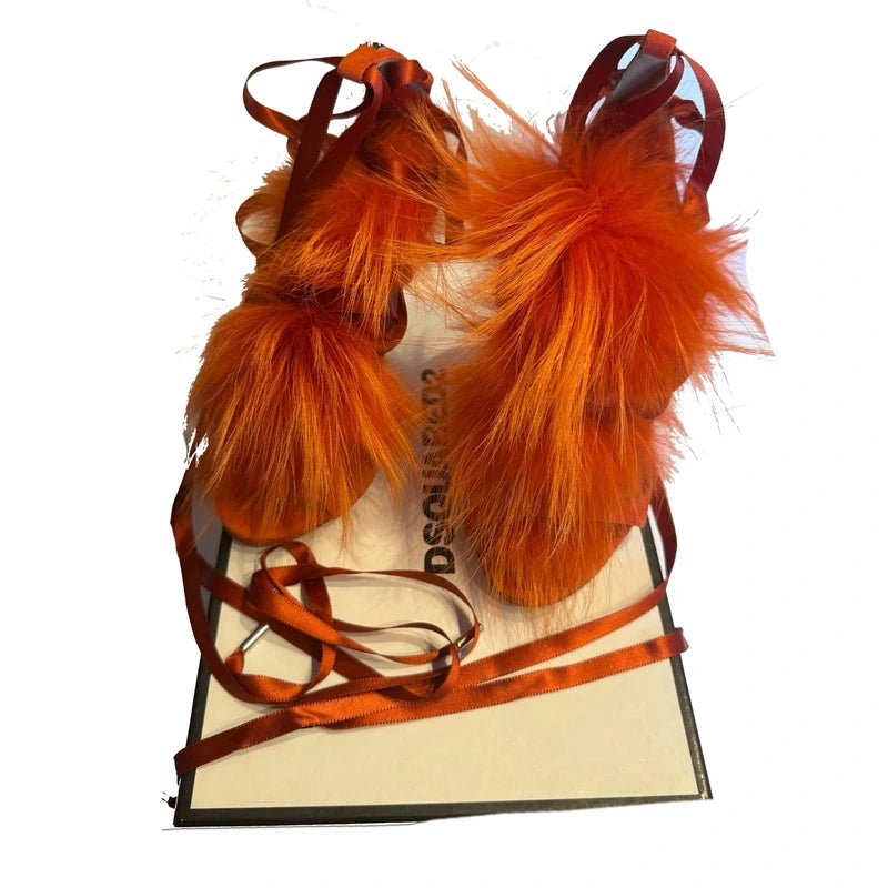 Dsquared2 Riri Fur Lace Up Heels Brand New - 36/36.5