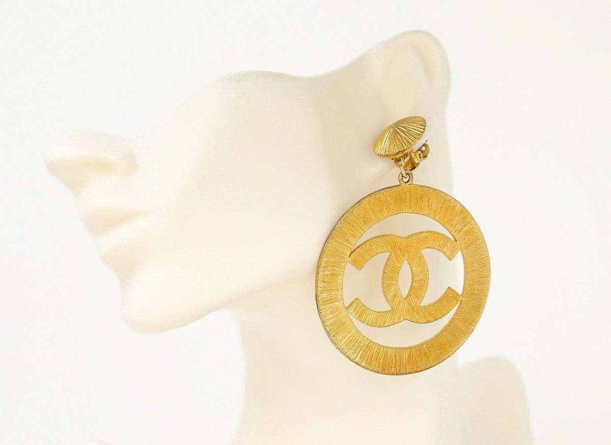 Chanel 1990s Oversized Hoop Dangle Earrings