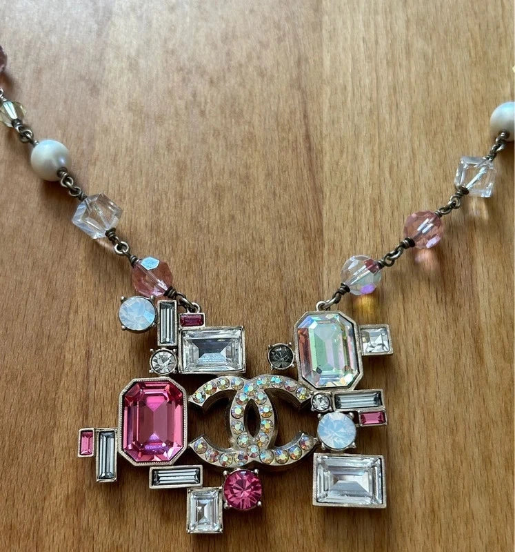 Chanel 2005 Baguette Crystal CC Necklace