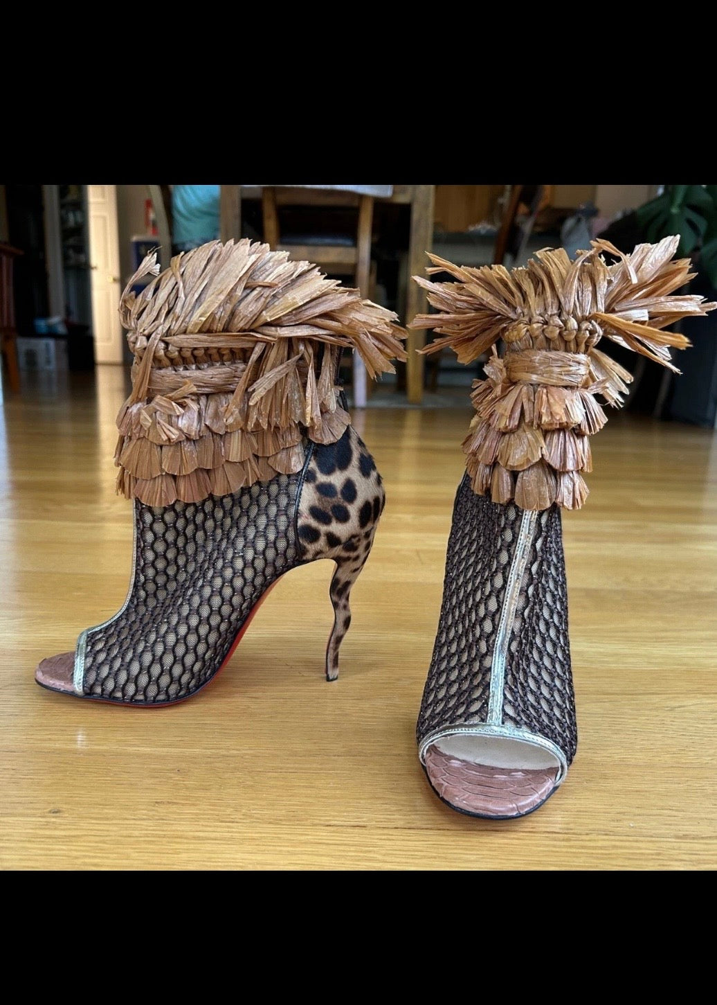 Christian Louboutin So Baker Raffia Boots Brand New - 37