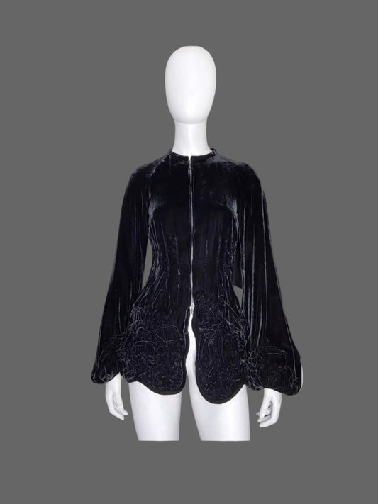 Jean Paul Gaultier Fall 2006 Velvet Crunched Embroidered Jacket - S