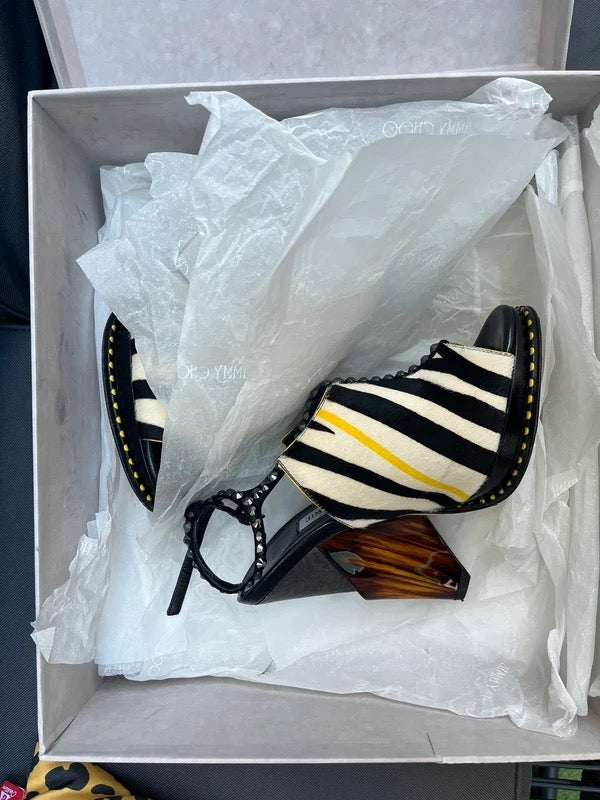 Jimmy Choo Zebra Pony Hair Wedge Heels - 36,38 + 39