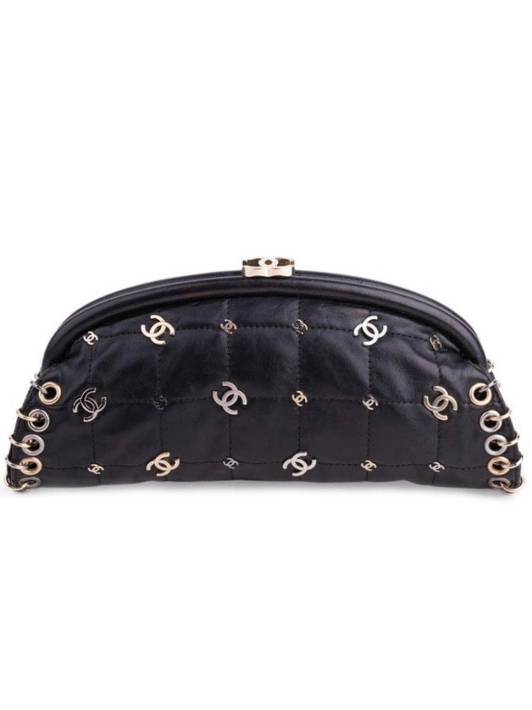 Chanel Logo Piercing Clutch Bag