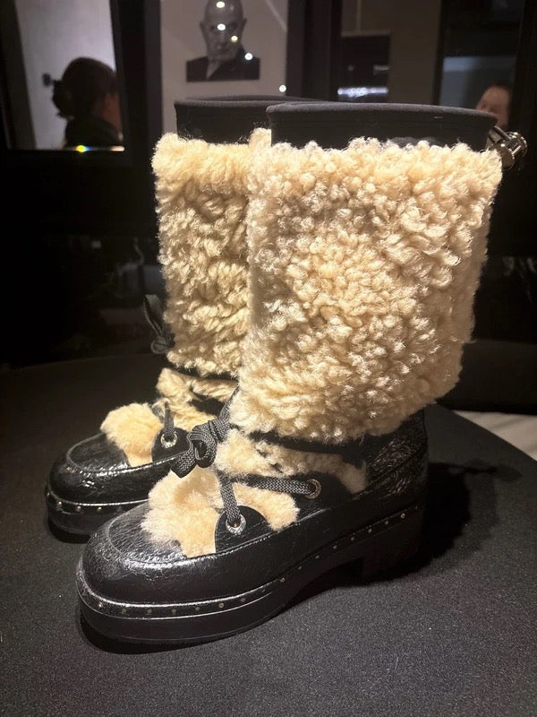 Chanel Shearling Boots - 38