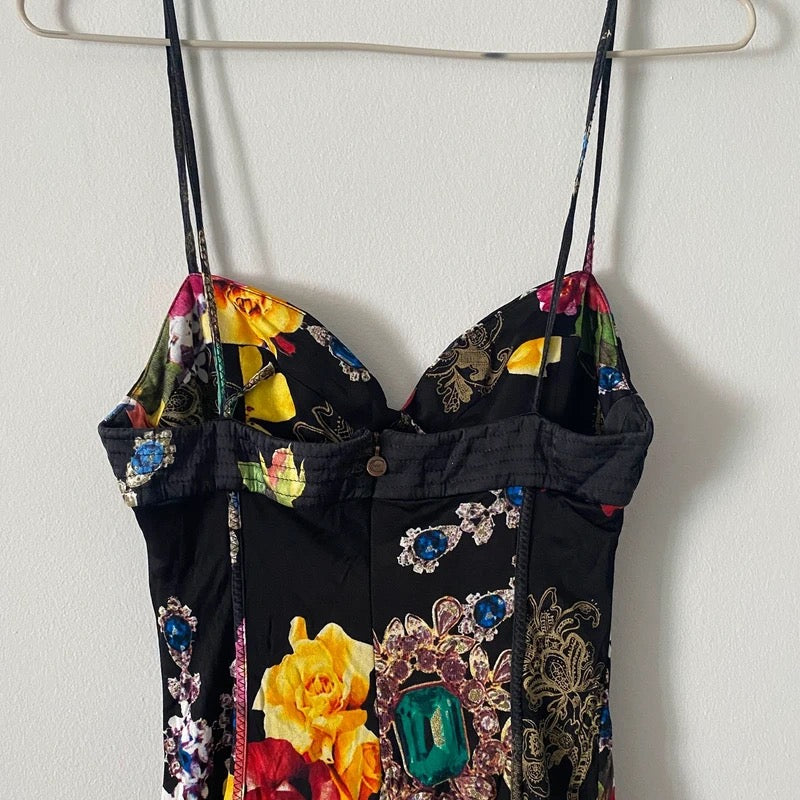 Cavalli 2000s Floral Satin Dress - S