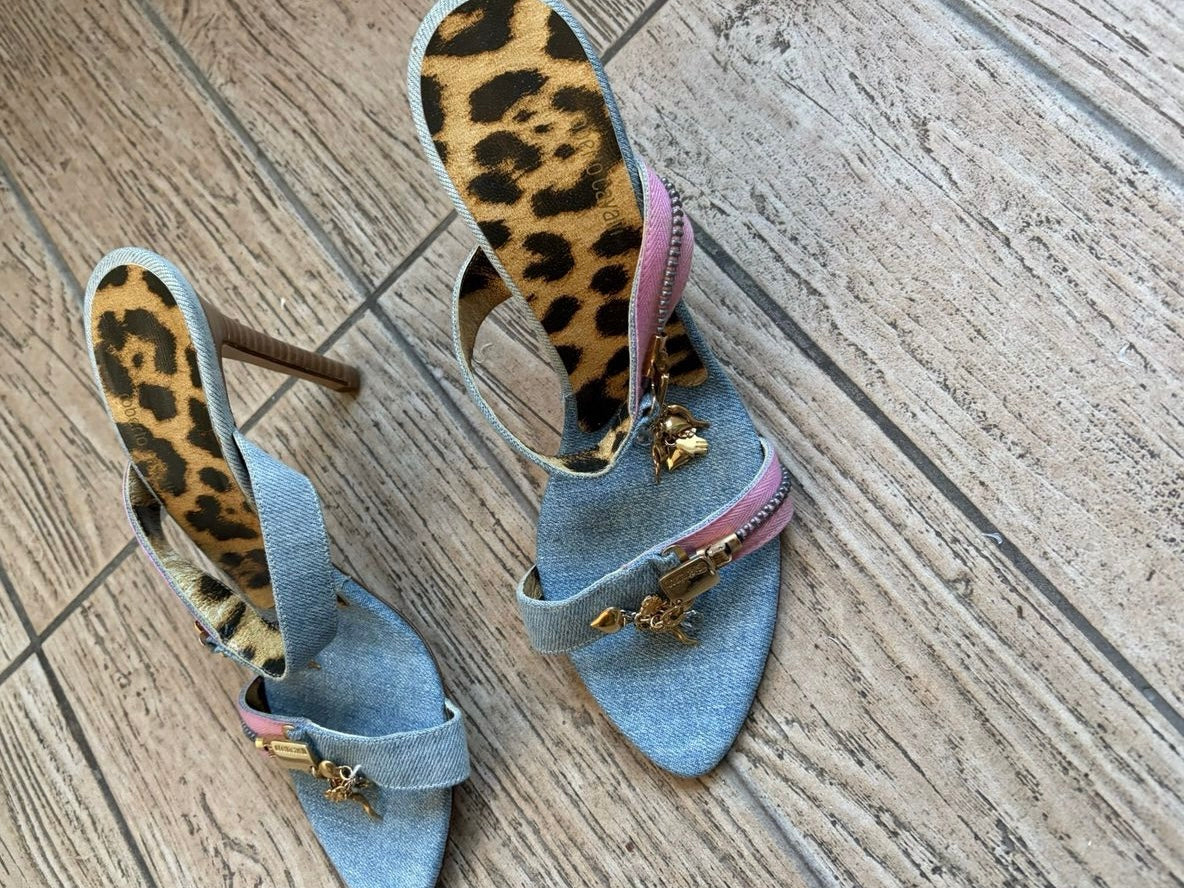 Roberto Cavalli Denim Charm Heels Brand New - 40