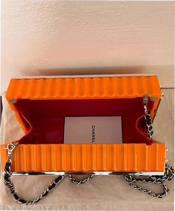 Chanel Clutch Paris-hamburg Lucite Shipping Container Collectors Bag