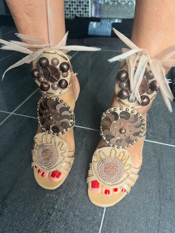 Yves Saint Laurent Folies Tribal Embellished Heels - 36