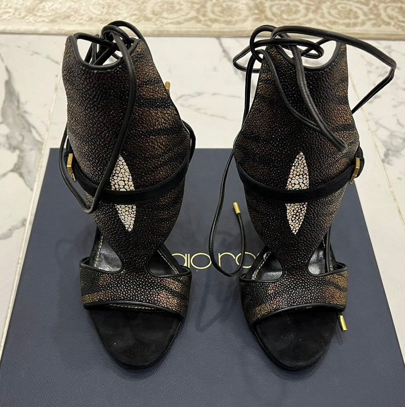 Sergio Rossi Runway Stingray Wedge Heels Brand New - 37/37.5