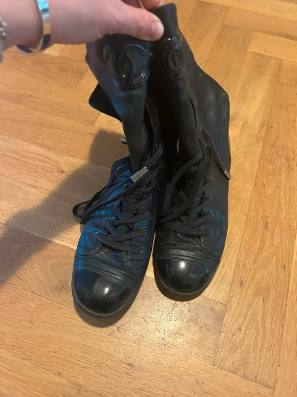 Chanel Lace Up Ankle Moto Boot - 40