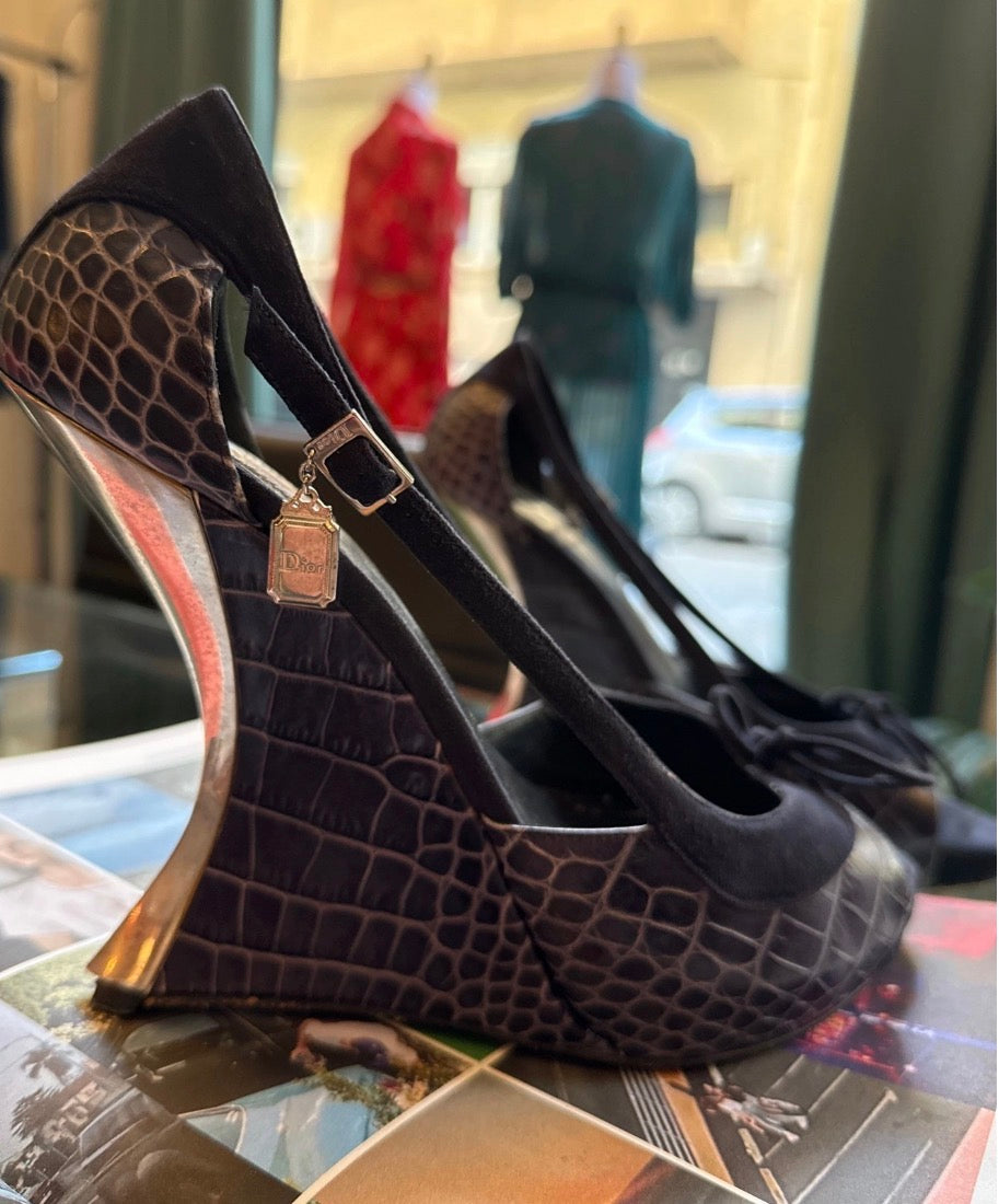 Dior Crocodile Wedges - 39.5