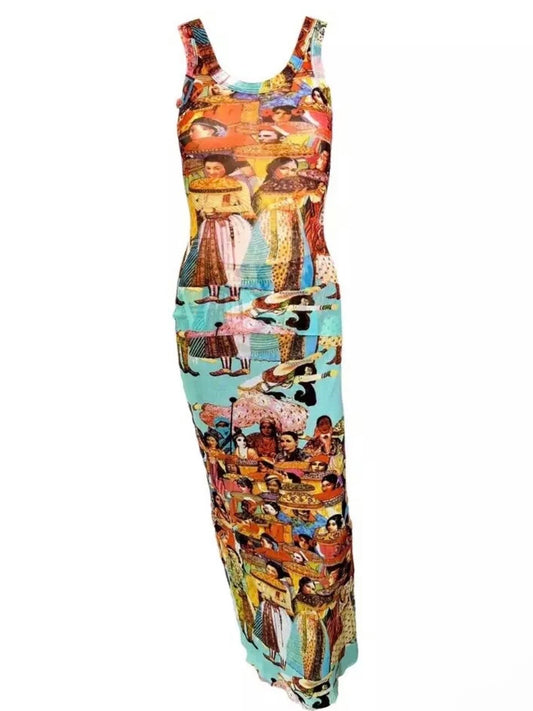 Jean Paul Gaultier S/S 1999 Soleil Mesh Maxi Dress - S