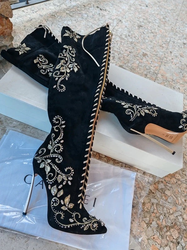 Casadei Limited Edition Swarovski Boots - 37
