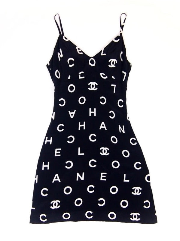 Chanel S/S 1997 CC Logo Mini Dress with Matching Scarf/Headscarf - S/M
