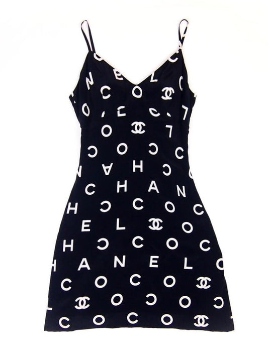 Chanel S/S 1997 CC Logo Mini Dress with Matching Scarf/Headscarf - S/M