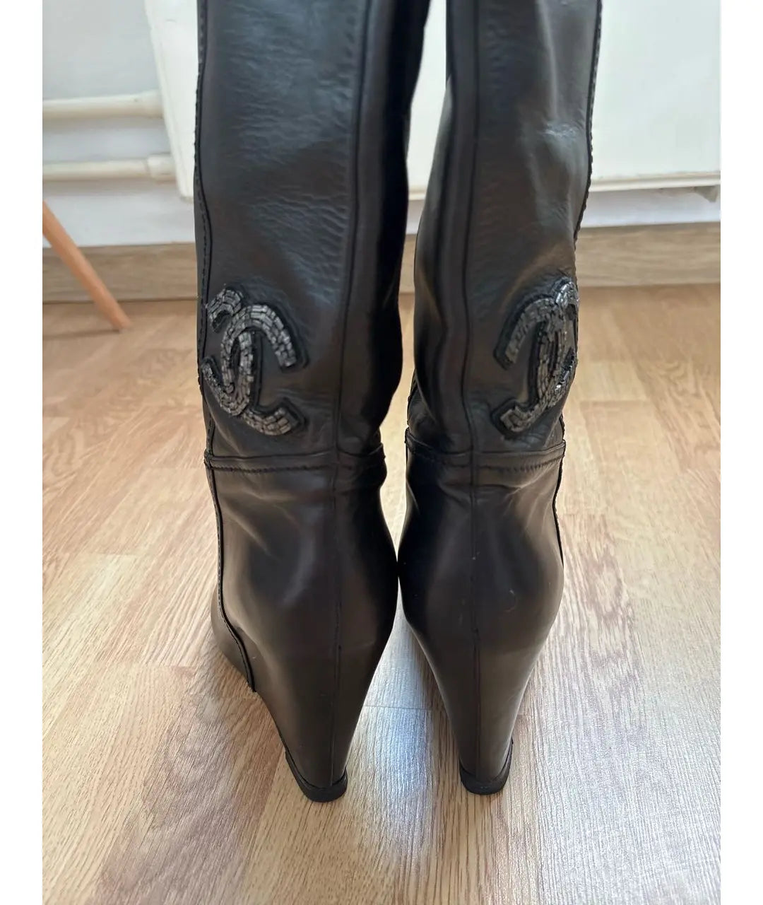 Chanel Crystal Wedge Boots - 41