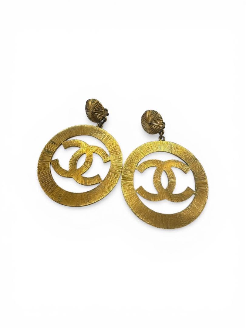 Chanel 1990s Oversized Hoop Dangle Earrings