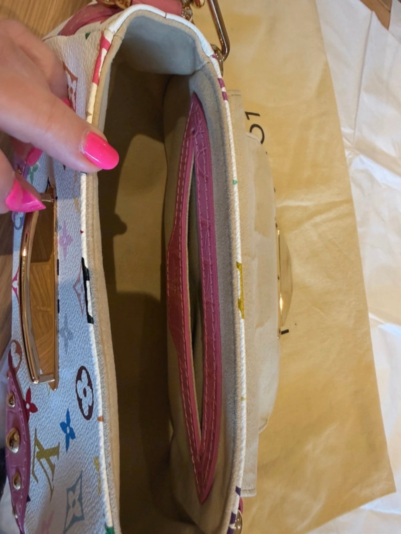 Louis Vuitton X Takashi Murakami Croc Print Marilyn Bag Light Pink