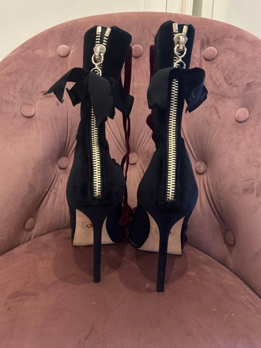 Dsquared2 Runway Velvet Lace Up Ankle Boots - 38 + 41