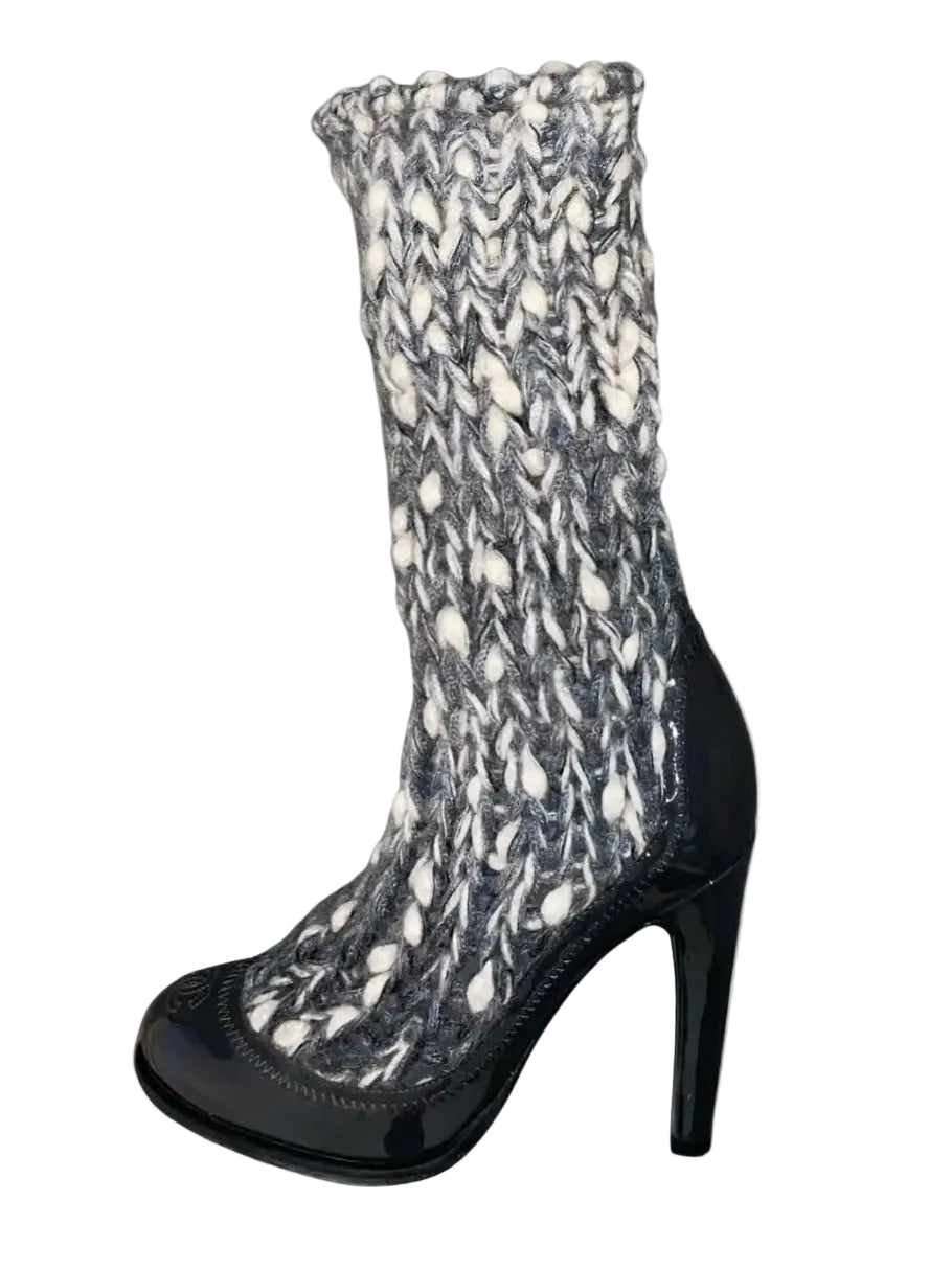 Chanel Knit Ankle Boots - 38
