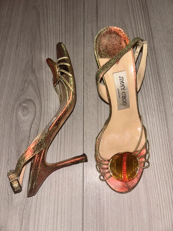 Jimmy Choo Golden Leather Heels - 37/37.5