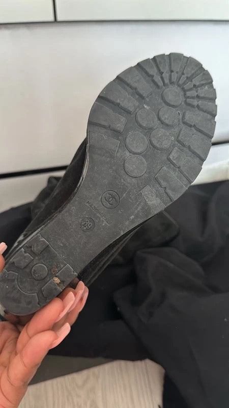 Chanel 2016 Suede Wedge Lace Up Boots - 39,40.5 + 41