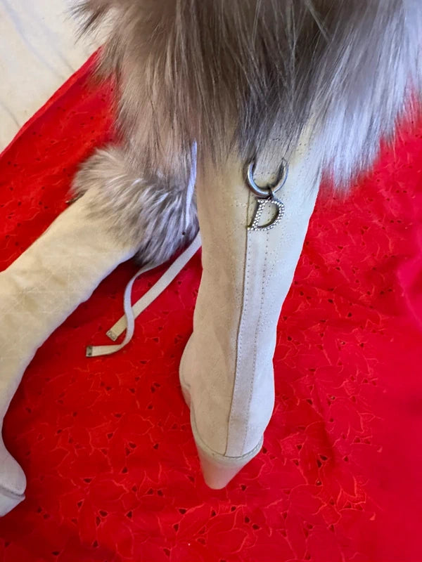 Dior Wedge Fox Fur Boots - 38