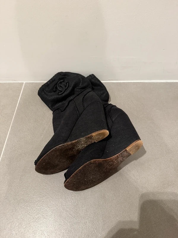 Chanel Open Toed Wedge Boots - 37