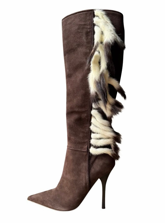 Roberto Cavalli Fox Fur Trim Boots - 37/38