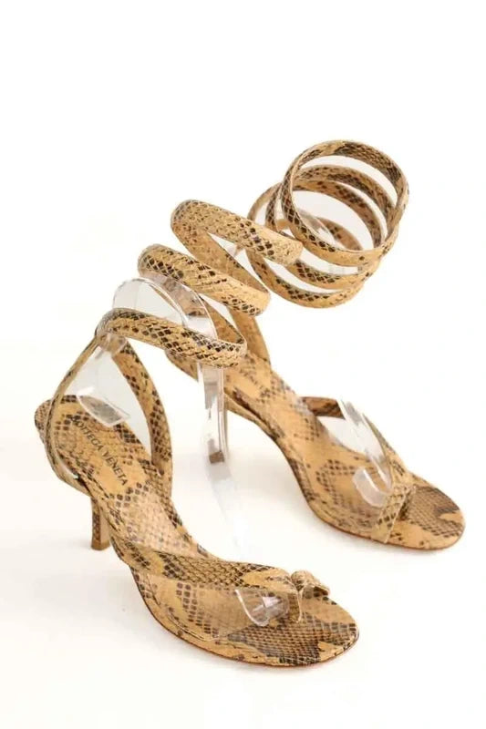 Botegga Venetta Python Spiral Heels Yellow - 37