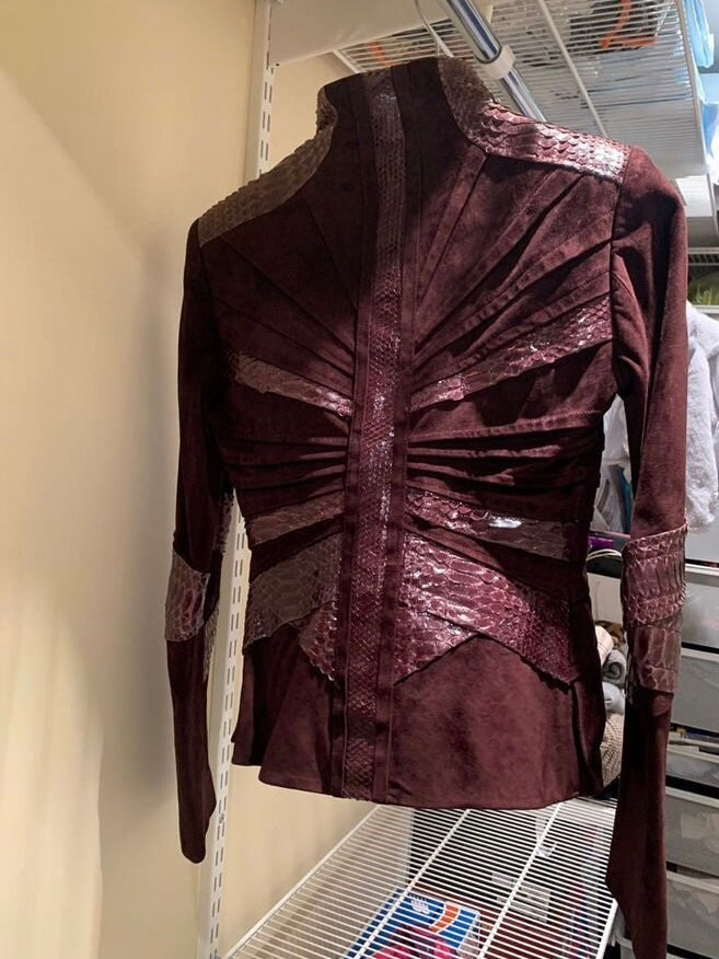 Gucci by Tom Ford S/S 2004 Python Suede Burgundy Jacket - S