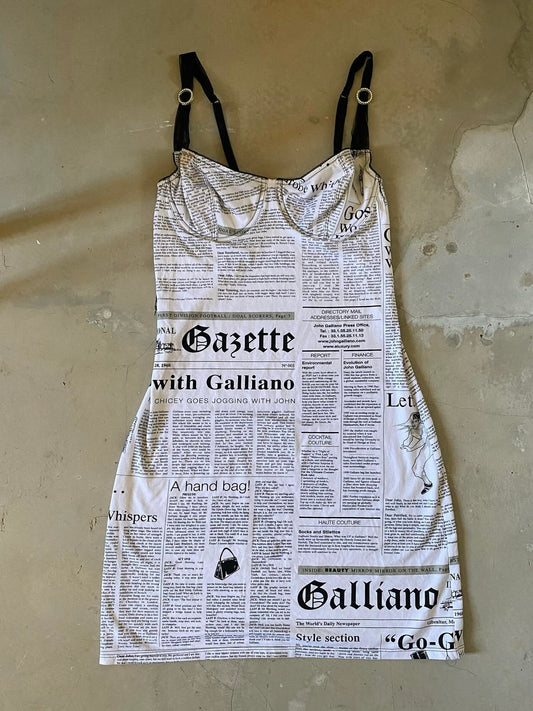 Galliano Newspaper Mini Dress - L
