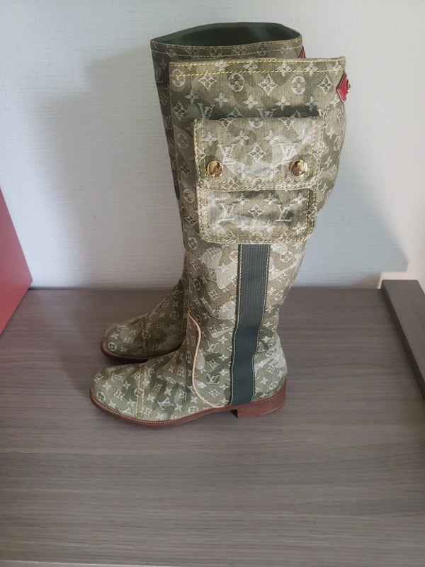Louis Vuitton x Takashi Murakami Denim Monogram Boots - 39