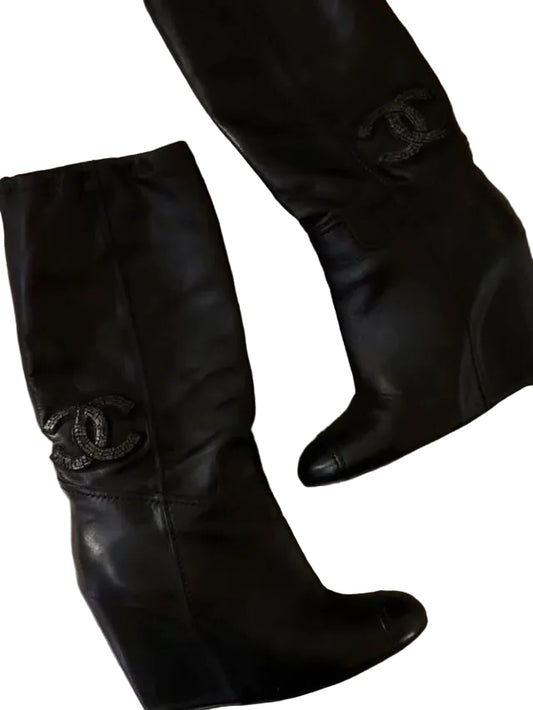Chanel Crystal Wedge Boots - 40/41
