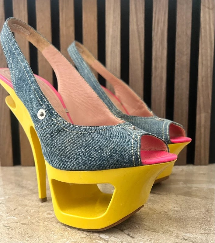 Gianmarco Lorenzi Denim Heels - 38