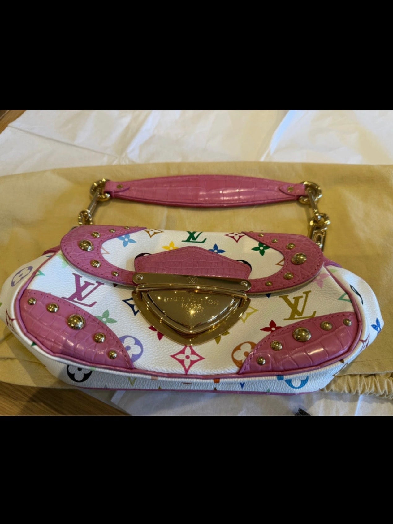 Louis Vuitton X Takashi Murakami Croc Print Marilyn Bag Light Pink