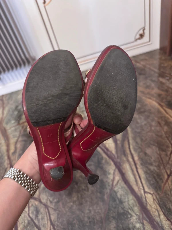 Louis Vuitton Logo Stap Heels - 37/37.5