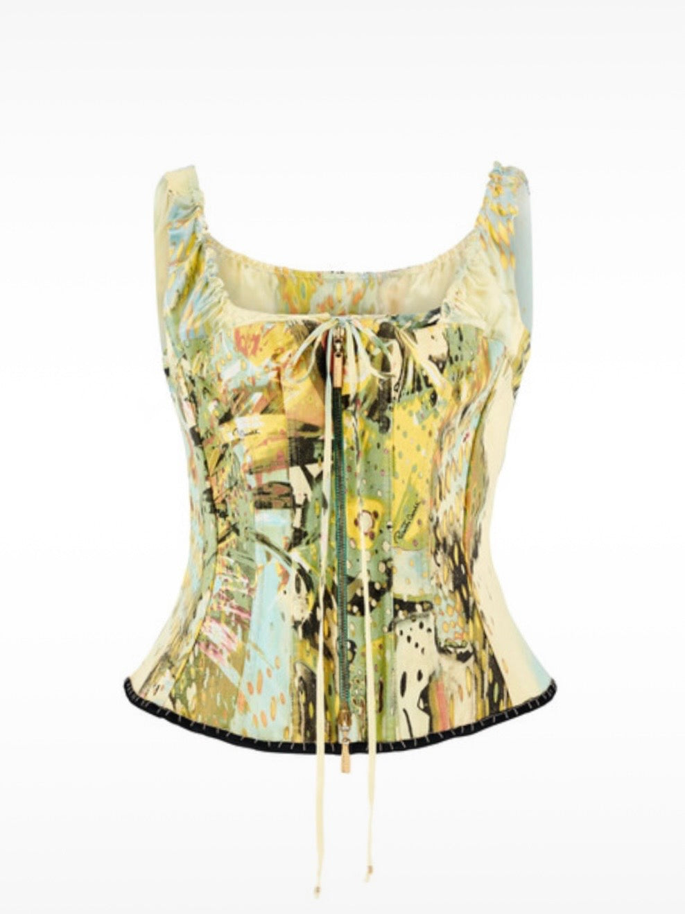 Roberto Cavalli S/S 2003 Bustier Corset Denim Silk Crop Top - L